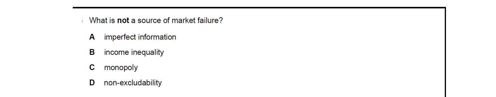 CIE 9708 Economics multiple-choice question on Efficiency and Market Failure (image 4)