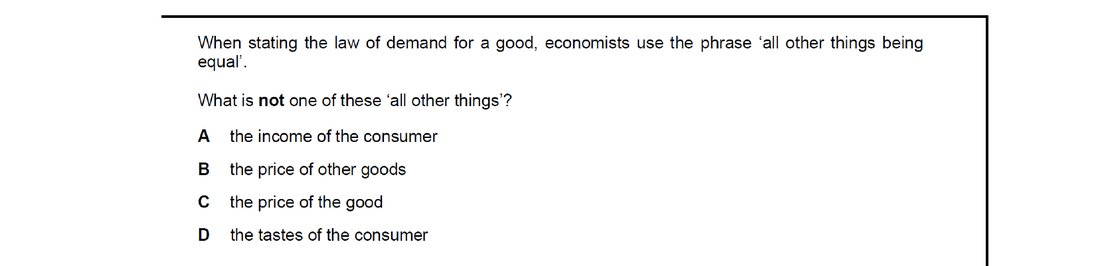 CIE 9708 Economics multiple-choice question on Demand and Supply Curves (image 5)