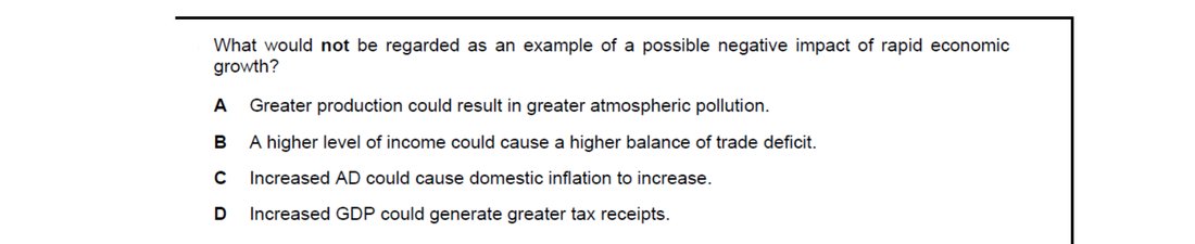 CIE 9708 Economics multiple-choice question on Economic Growth (image 4)