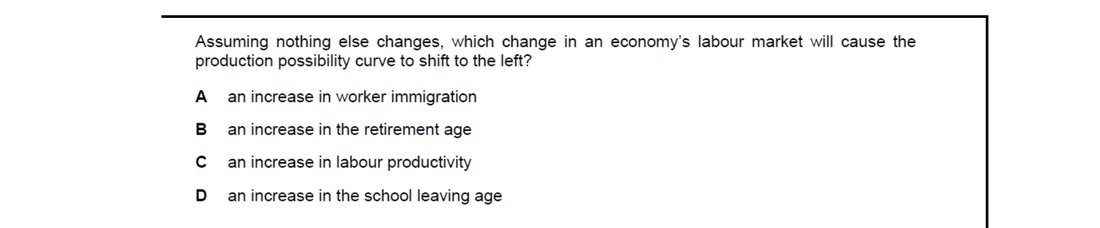 CIE 9708 Economics multiple-choice question on Production Possibility Curves (image 3)