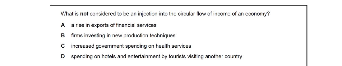 CIE 9708 Economics multiple-choice question on Introduction to the Circular Flow of Income (image 6)