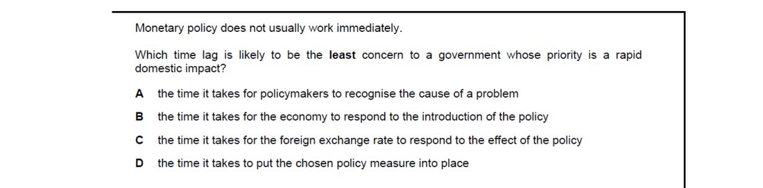 CIE 9708 Economics multiple-choice question on Monetary Policy (image 9)