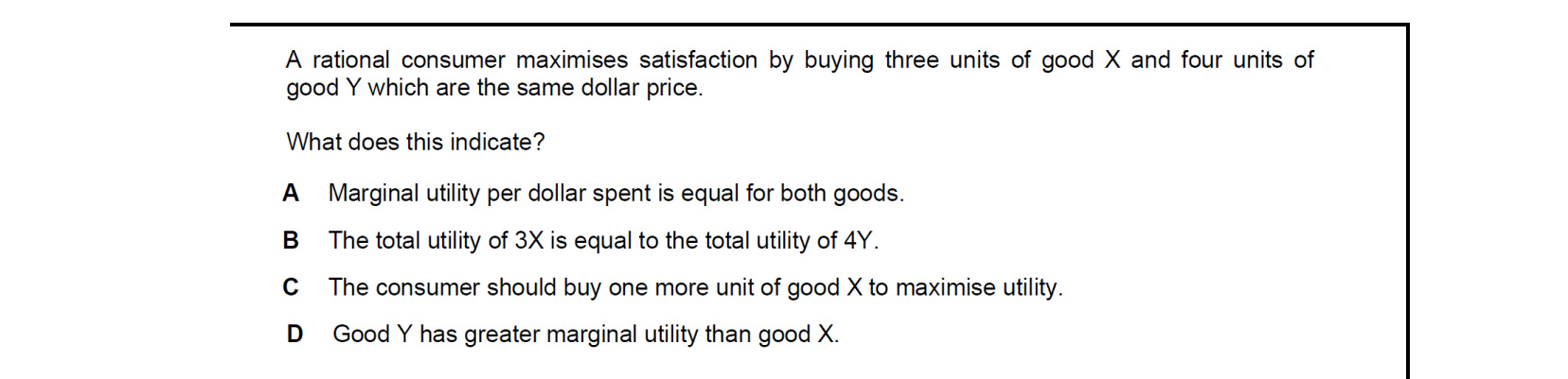CIE 9708 Economics multiple-choice question on Utility (image 6)