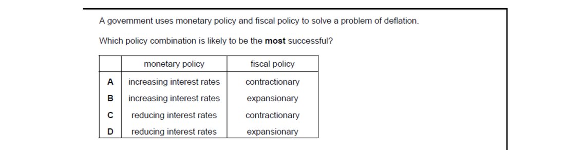 CIE 9708 Economics multiple-choice question on Monetary Policy (image 7)
