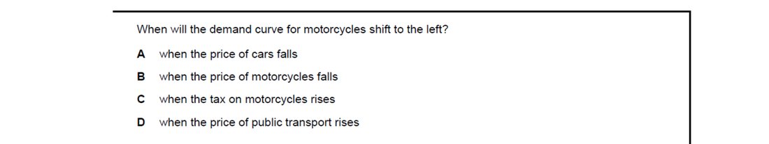 CIE 9708 Economics multiple-choice question on Demand and Supply Curves (image 2)