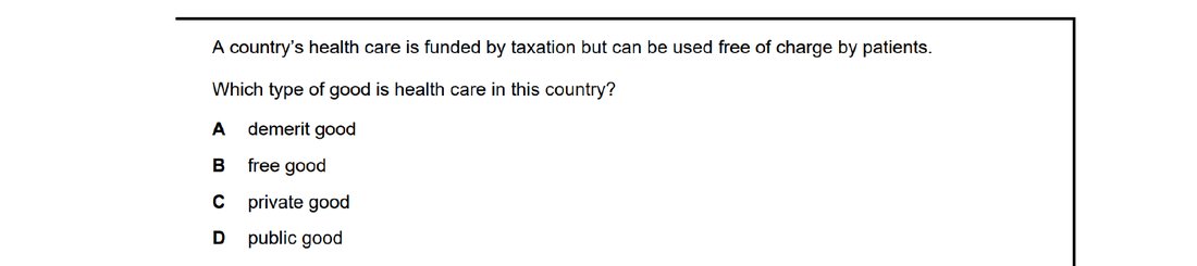 CIE 9708 Economics multiple-choice question on Classification of Goods and Services (image 3)