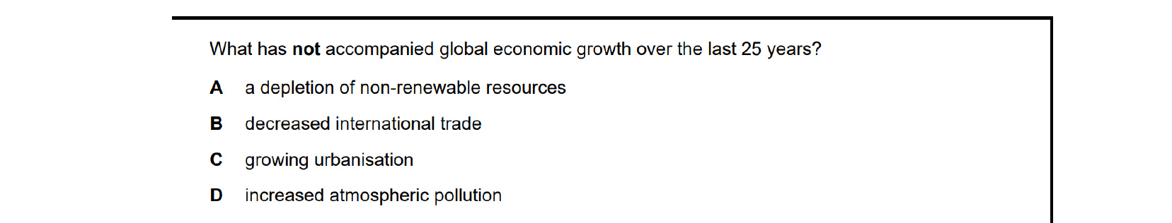 CIE 9708 Economics multiple-choice question on Globalisation (image 2)