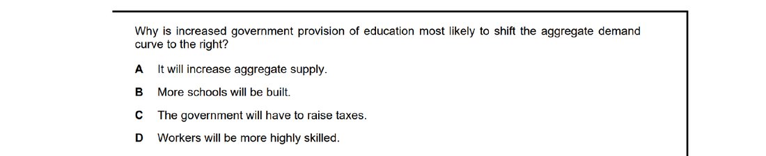 CIE 9708 Economics multiple-choice question on Fiscal Policy (image 2)