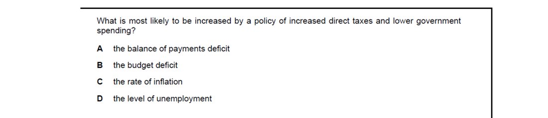 CIE 9708 Economics multiple-choice question on Fiscal Policy (image 9)