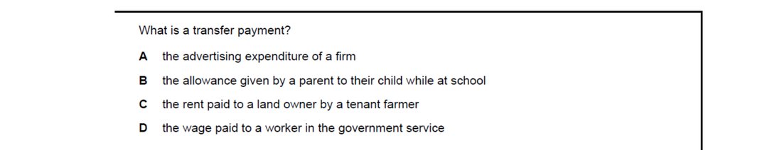 CIE 9708 Economics multiple-choice question on Addressing Income and Wealth Inequality (image 4)