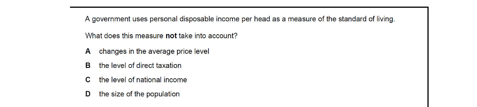CIE 9708 Economics multiple-choice question on Economic Development (image 6)