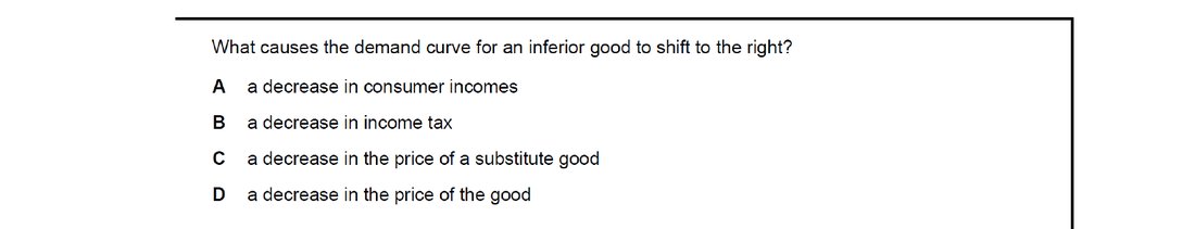 CIE 9708 Economics multiple-choice question on Demand and Supply Curves (image 4)