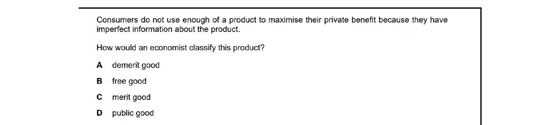 CIE 9708 Economics multiple-choice question on Classification of Goods and Services (image 2)