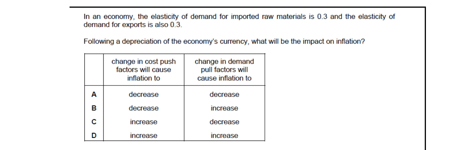CIE 9708 Economics multiple-choice question on Exchange Rates (image 7)