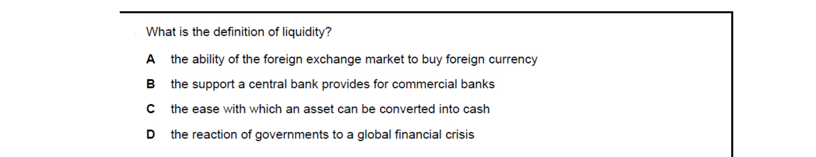 CIE 9708 Economics multiple-choice question on Money and Banking (image 2)