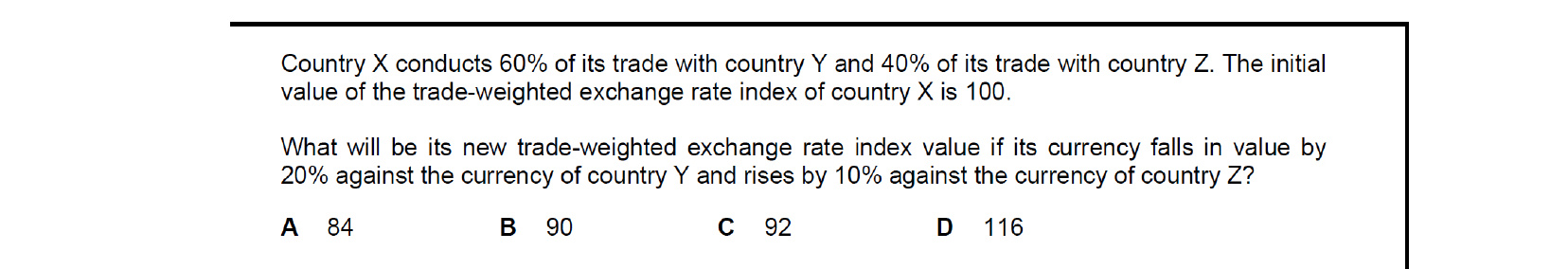 CIE 9708 Economics multiple-choice question on Exchange Rates (image 4)