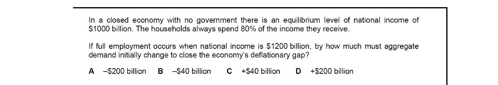 CIE 9708 Economics multiple-choice question on The Circular Flow of Income (image 9)