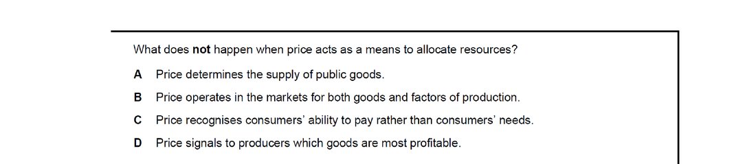 CIE 9708 Economics multiple-choice question on The Interaction of Demand and Supply (image 10)