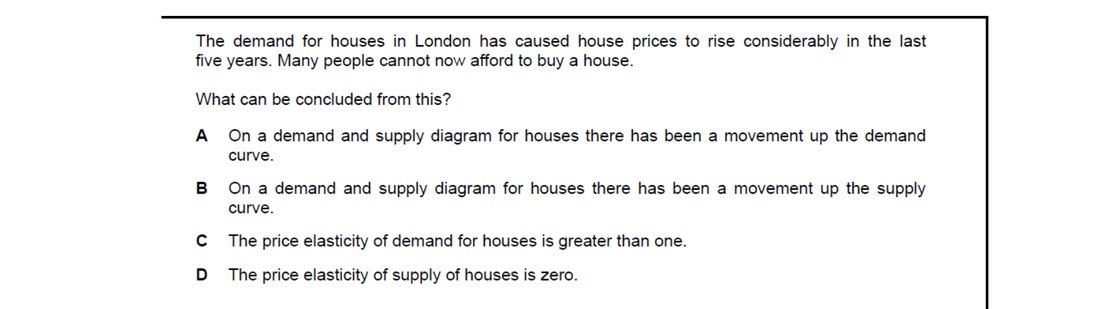 CIE 9708 Economics multiple-choice question on Demand and Supply Curves (image 9)