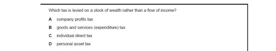 CIE 9708 Economics multiple-choice question on Addressing Income and Wealth Inequality (image 8)