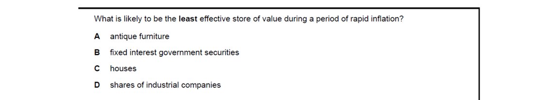 CIE 9708 Economics multiple-choice question on Price Stability (image 9)
