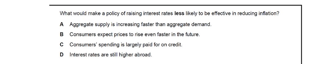 CIE 9708 Economics multiple-choice question on Monetary Policy (image 4)