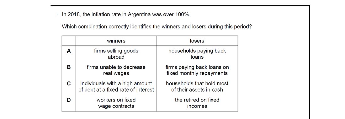 CIE 9708 Economics multiple-choice question on Price Stability (image 4)