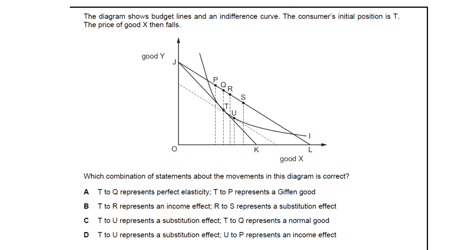 CIE 9708 Economics multiple-choice question on Indifference Curves and Budget Lines (image 10)