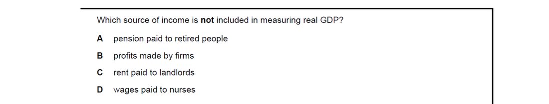 CIE 9708 Economics multiple-choice question on National Income Statistics (image 10)