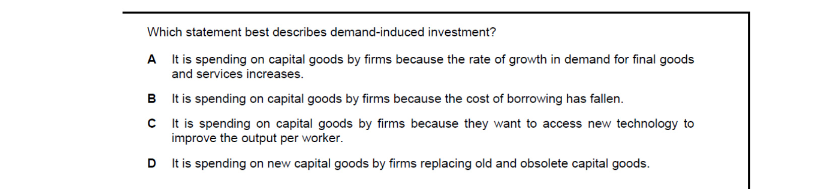 CIE 9708 Economics multiple-choice question on The Circular Flow of Income (image 4)