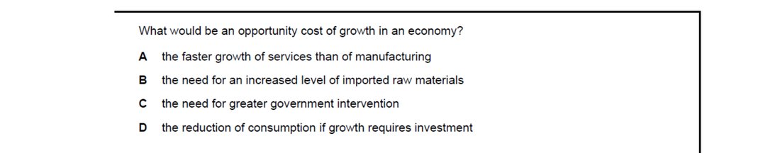 CIE 9708 Economics multiple-choice question on Economic Growth (image 10)