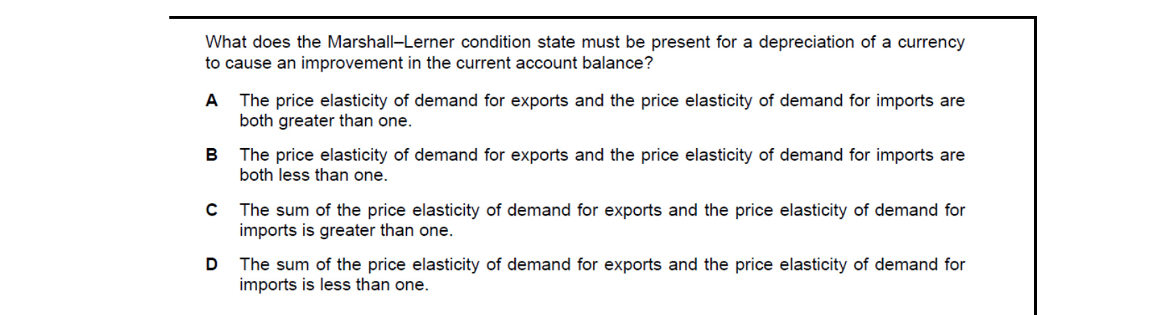 CIE 9708 Economics multiple-choice question on Exchange Rates (image 2)