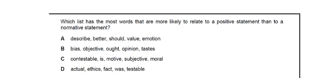 CIE 9708 Economics multiple-choice question on Economic Methodology (image 4)