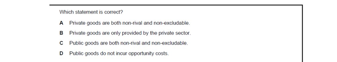CIE 9708 Economics multiple-choice question on Classification of Goods and Services (image 7)