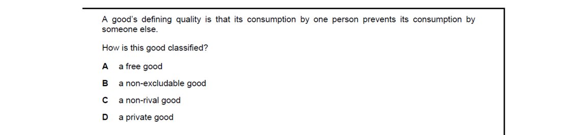 CIE 9708 Economics multiple-choice question on Classification of Goods and Services (image 9)