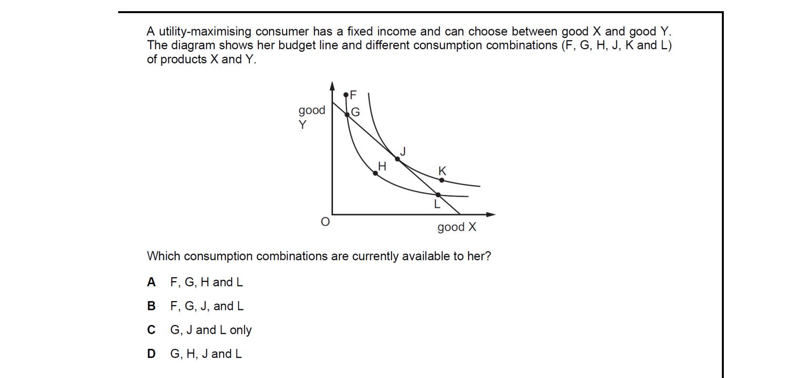CIE 9708 Economics multiple-choice question on Indifference Curves and Budget Lines (image 6)