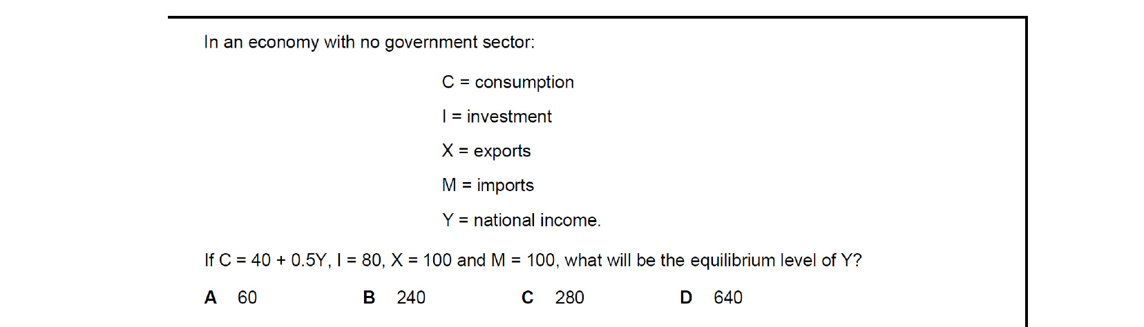 CIE 9708 Economics multiple-choice question on The Circular Flow of Income (image 10)