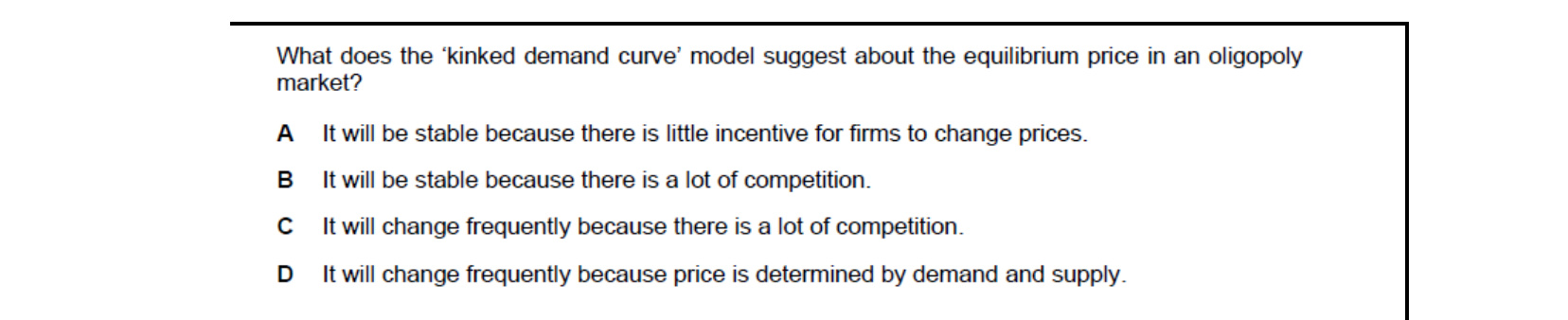 CIE 9708 Economics multiple-choice question on Differing Objectives and Policies of Firms (image 5)