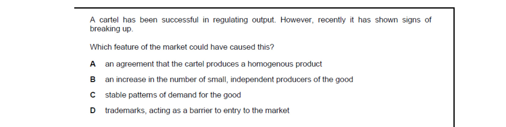 CIE 9708 Economics multiple-choice question on Growth and Survival of Firms (image 9)