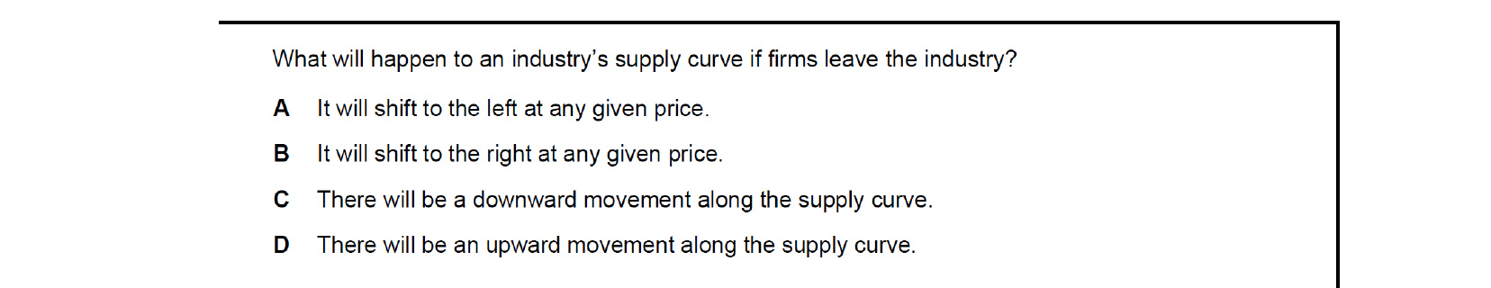 CIE 9708 Economics multiple-choice question on Different Market Structures (image 8)