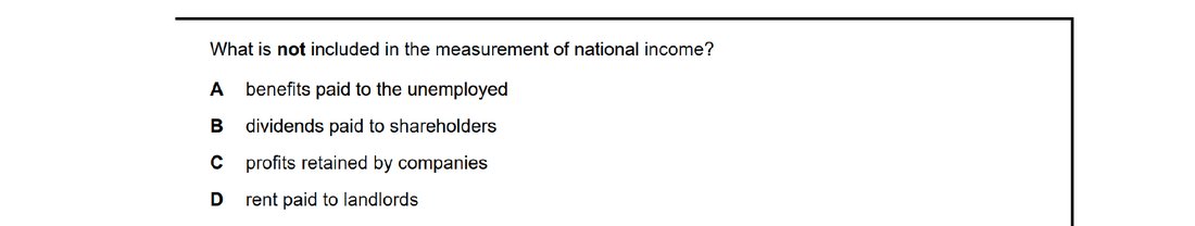 CIE 9708 Economics multiple-choice question on National Income Statistics (image 2)