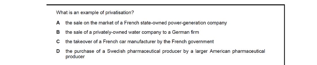 CIE 9708 Economics multiple-choice question on Resource Allocation in Different Economic Systems (image 6)