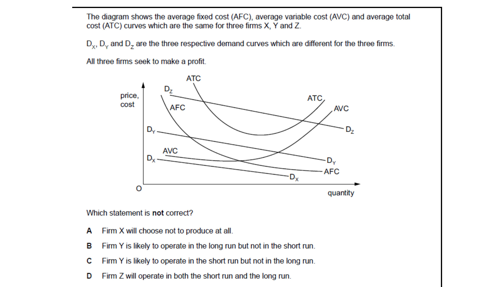 CIE 9708 Economics multiple-choice question on Different Market Structures (image 3)
