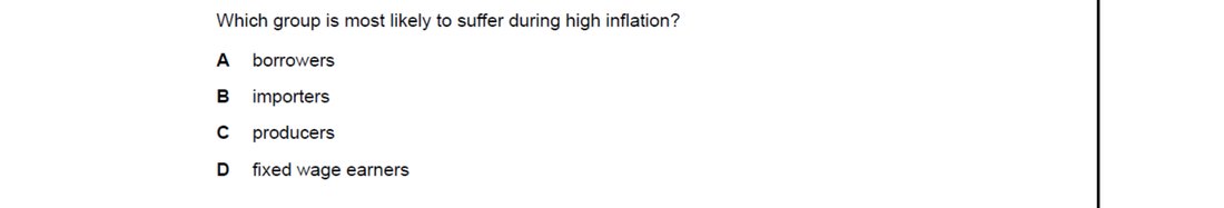 CIE 9708 Economics multiple-choice question on Price Stability (image 1)