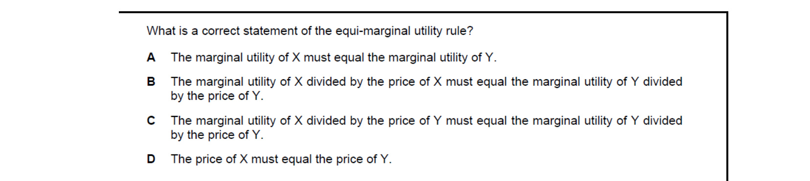 CIE 9708 Economics multiple-choice question on Utility (image 4)