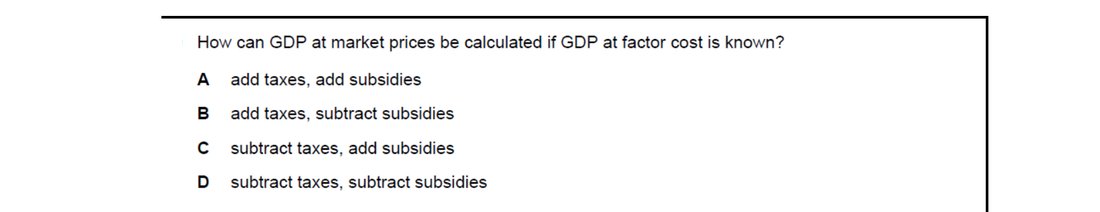 CIE 9708 Economics multiple-choice question on National Income Statistics (image 5)