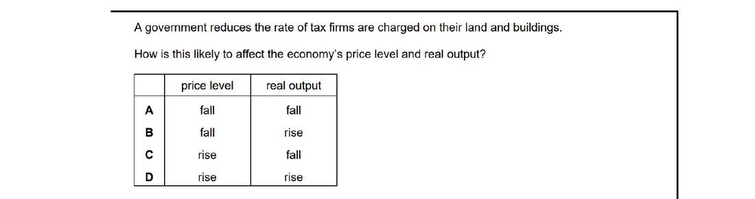 CIE 9708 Economics multiple-choice question on Supply-side Policy (image 2)