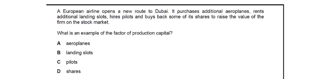 CIE 9708 Economics multiple-choice question on Factors of Production (image 7)