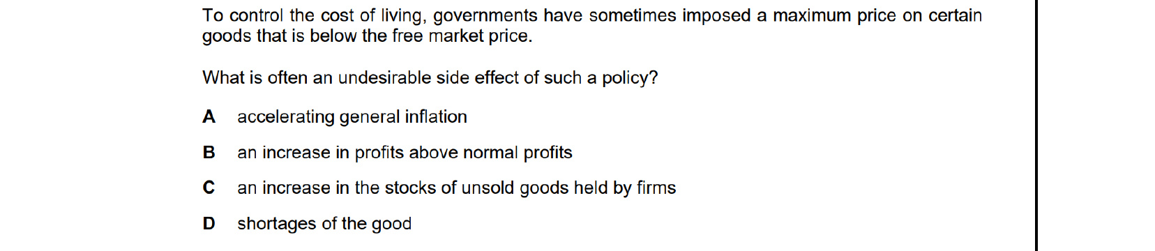 CIE 9708 Economics multiple-choice question on Equity and Redistribution of Income and Wealth (image 1)