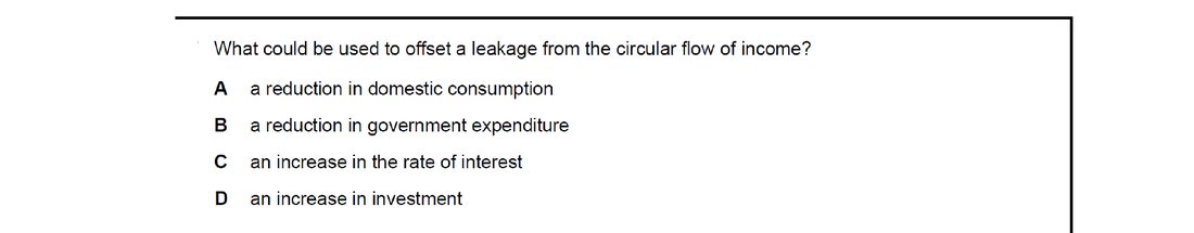 CIE 9708 Economics multiple-choice question on Introduction to the Circular Flow of Income (image 4)